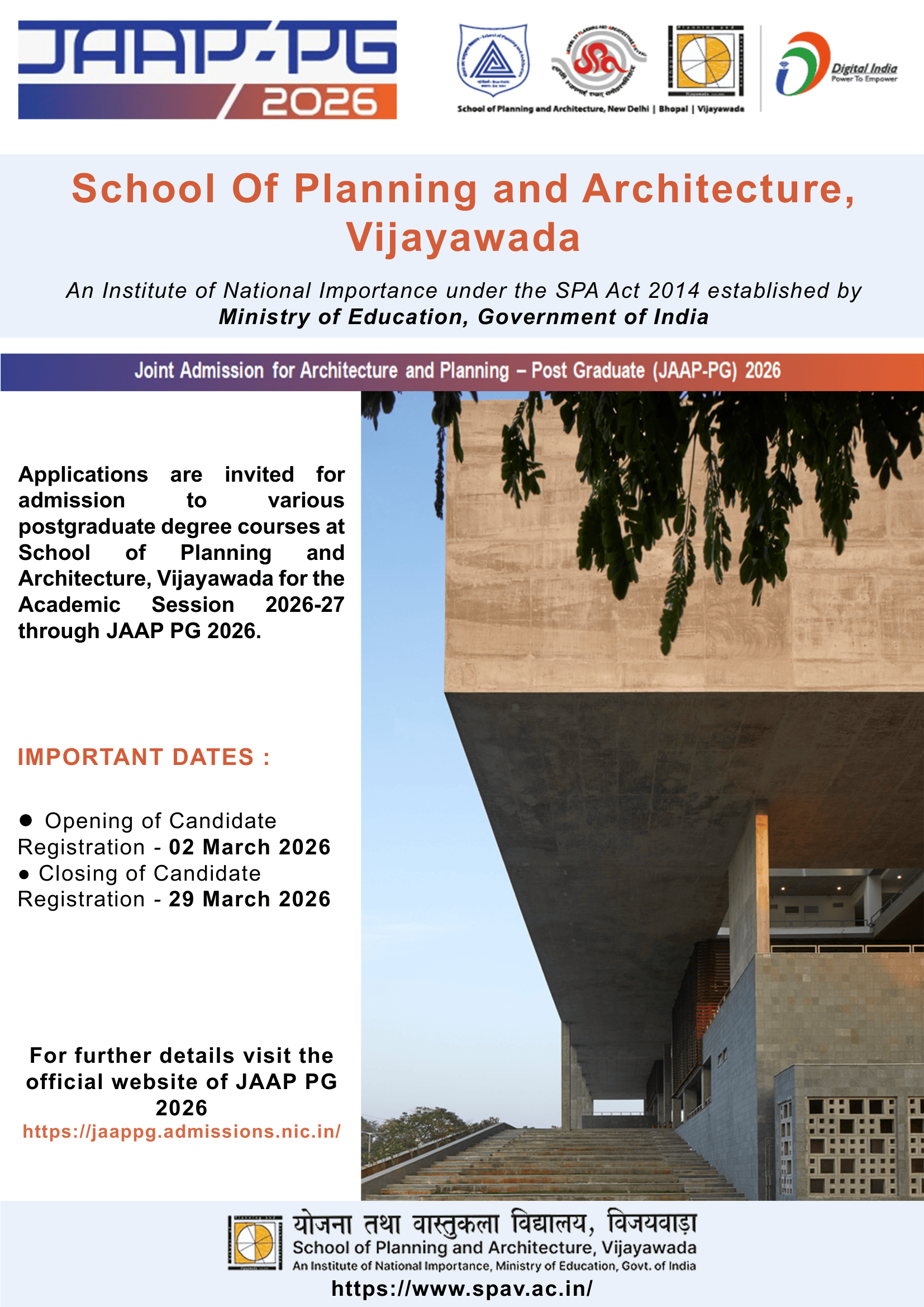 SPAV Admissions 2026